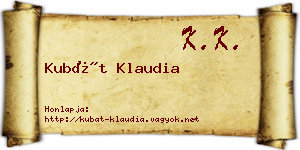 Kubát Klaudia névjegykártya